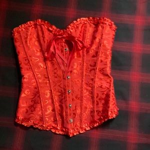 red satin corset